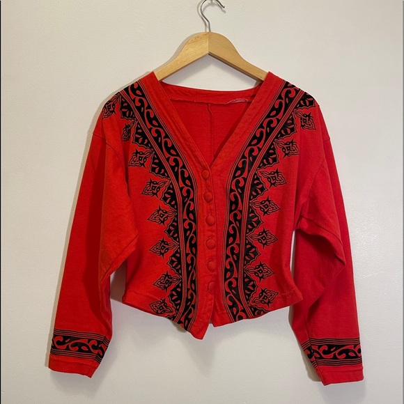 Size M Red Vintage Sweater Cardigan Circus Tamer Style - Picture 3 of 15